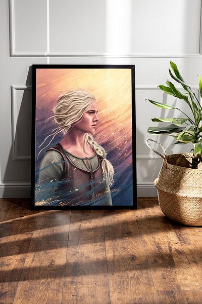 Saturn The Witcher Ciri Framed Painting - Tv Series Poster Painting