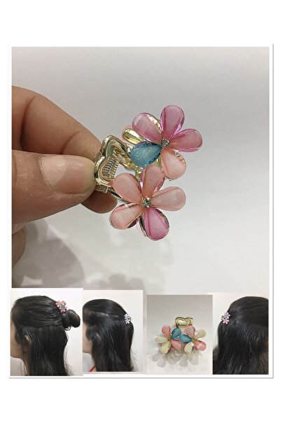 NEW HİLL Çiçek model taşlı şık metal mandal toka-4 cm