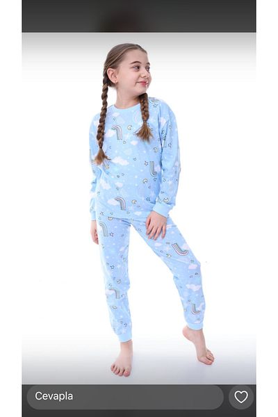 İsobel Kids Set pijamale 100% bumbac cu tematică cer albastru pentru fete