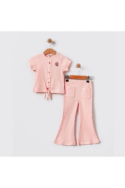 Magu Cotton Girl's Spanish Leg Ruffle Double Set