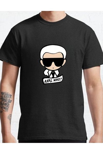 AEMİ Tricou negru oversize unisex Karl Who imprimat