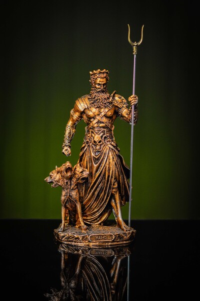 Narçiçeği Takı ve Hediyelik Eşya Antik Yunan Mitolojik Kahraman Ölüler Tanrısı Hades Ve Cerberus Heykel Biblo