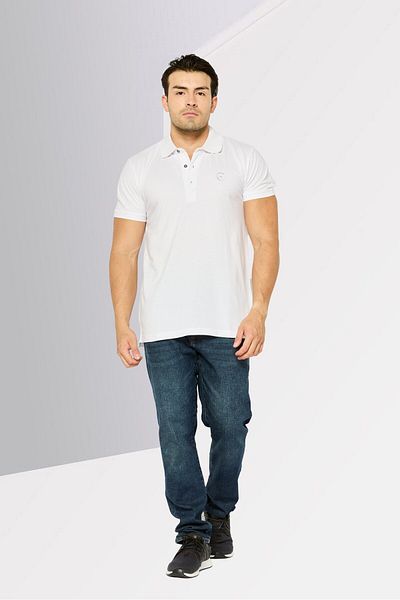 Cerruti 1881 Men Regular Fit Embroidered Logo Short Sleeve Polo Shirts, White