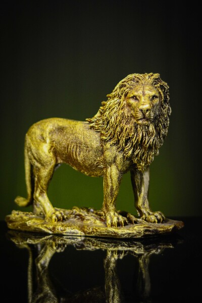 Narçiçeği Takı ve Hediyelik Eşya Özel Tasarım Dekoratif Aslan Heykel Altın Biblo