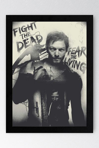 Saturn The Walking Dead Daryl Dixon Framed Painting - Tv Series Poster Painting
