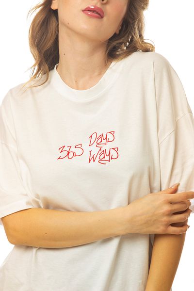 Ferhatlı White Oversize Embroidered Unisex T-Shirt
