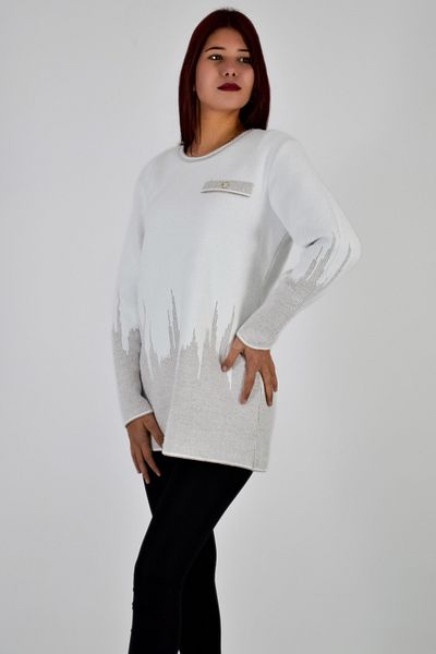 Angora Πλεκτή μπλούζα με σχέδιο Crew Neck