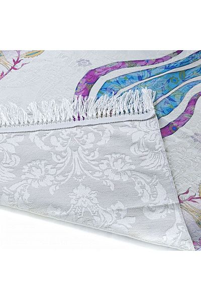 İkranur Thin Cotton Prayer Rug Blue - Tulip 70X117 cm - 370 g
