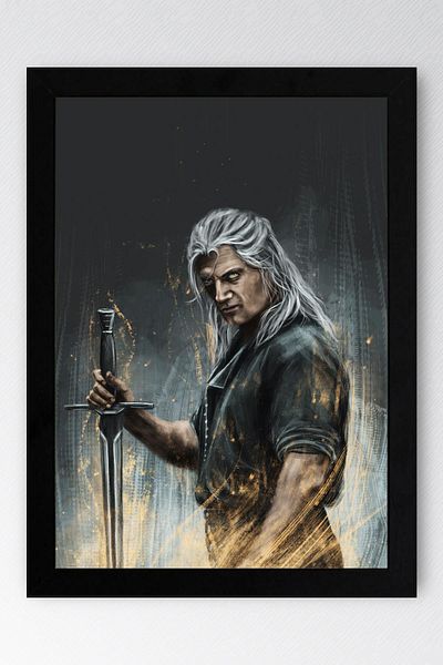 Saturn The Witcher Geralt Pictură înrămată - Poster de televiziune