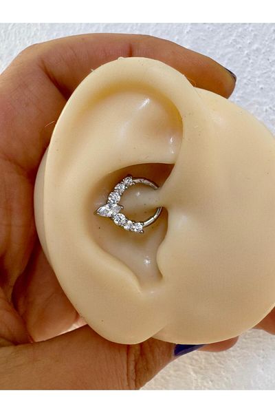 Arescollection التيتانيوم الزركون حجر Daith الحاجز الدائري ثقب 1 قطعة
