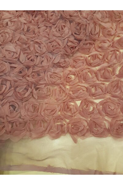 Safir Kumaş 3 Boyutlu Kabartmalı Tül Zemine Gül Desen Dantel 1.5 Metre