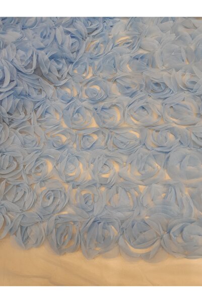 Safir Kumaş 3 Boyutlu Kabartmalı Tül Zemine Gül Desen Dantel 1.5 Metre