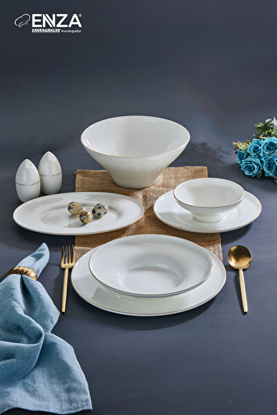 Enza Atina Porselen Yemek Takımı 28 Parça 6 Kişilik Gold