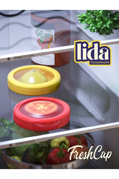 Lida Houseware 2-Pack Freshcap - Flexible and Reusable Fruit, Vegetable, Onion, Lemon and Tomato Storage Container