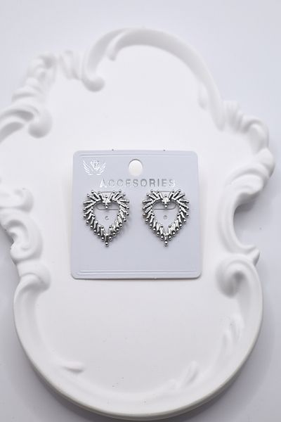 DEMOKAN Women's Earrings Crown Thorn Heart Model Earrings
