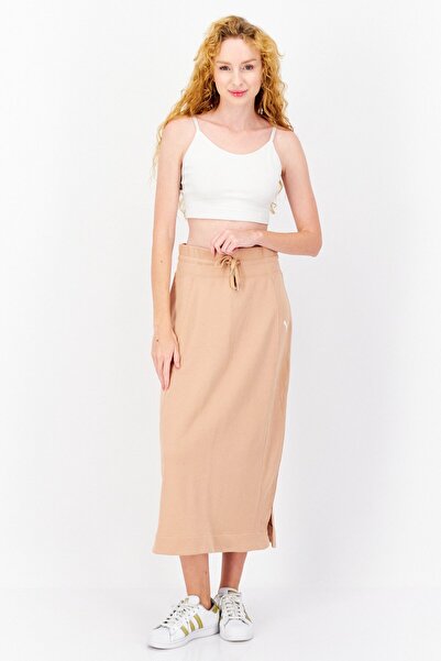 Puma Women Sportswear Fit Drawstring Brand Logo Midi Skirts, Tan