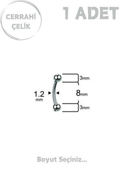 Blisse Piercing Unisex Cerrahi Çelik 3mm Toplu Rook Kaş Daith Helix Kıkırdak Piercing