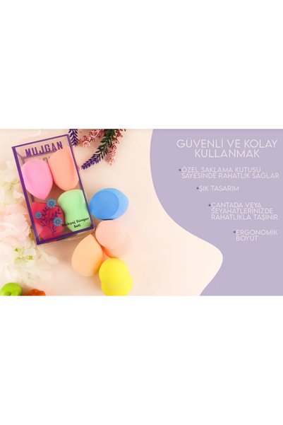 Mujgan's New 4-Piece Pear Makeup Sponge Set with Beauty Superior Quality