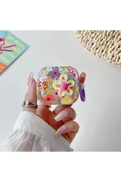kılıfbenim Glittery Cover Daisy Flower Cute Hard Silicone Protection Case Compatible with AirPods 4Th Generation