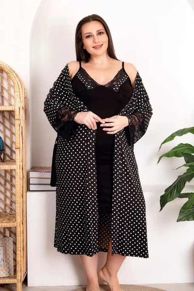 Viselya Set de rochii de noapte cu buline albe de marime mare