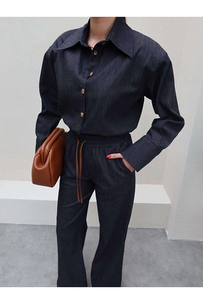 Lady Pixie Women's Padded Denim Shirt Pants Set