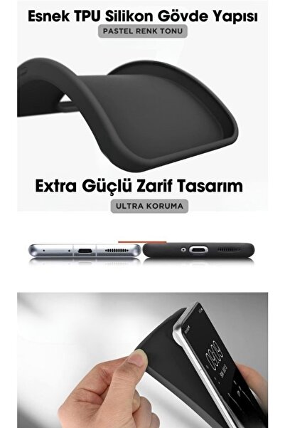 HANPORIUM Tecno Camon 30 Cl6 Uyumlu Silikon Kılıf - Kamera Korumalı Esnek Pastel Renk Kapak - Siyah