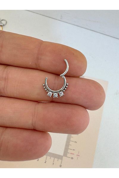 Arescollection التيتانيوم الزركون حجر Daith الحاجز الدائري ثقب 1 قطعة