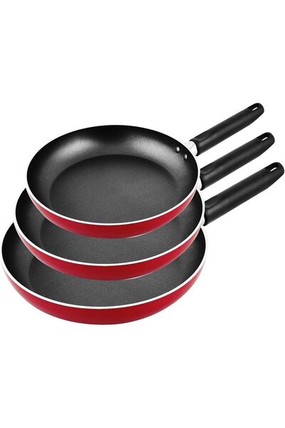 Prestige Frypan set of 3 pieces|Aluminium|Non-stick|Dishwasher Safe-Red