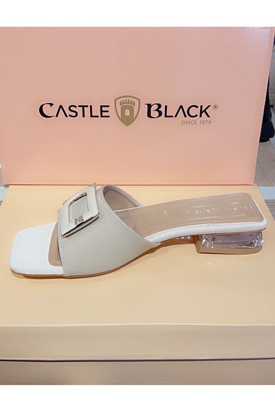ARME CITY Castle & Black Ac35828 Short Heel Front Stone Comfortable Stylish Slippers