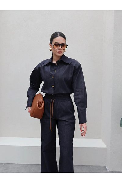 Lady Pixie Women's Padded Denim Shirt Pants Set