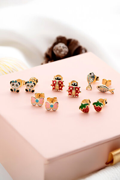 Ersöz Kuyumculuk 14 AYAR Altın KİRAZ Figür Çocuk Küpe