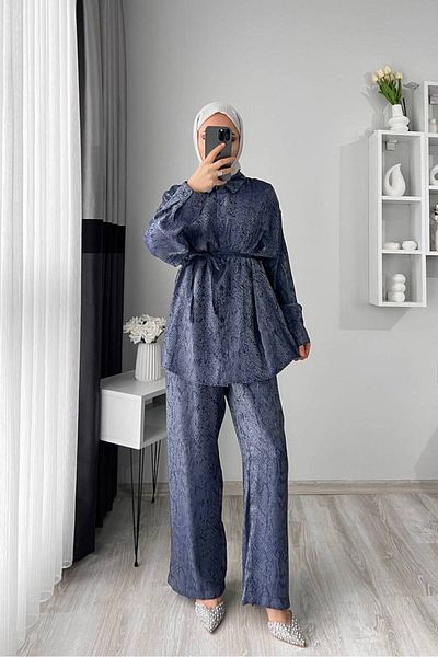 Butik Women's Jacquard Fabric Double Hijab Suit