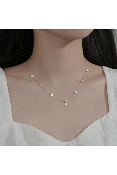 Choice قلادة نسائية جديدة فاخرة من سلسلة الزهور ذات أربع أوراق مرصعة بالزركون...