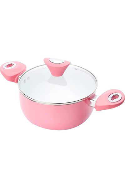 Generic Ceramic Non Stick Cookware Set 11 Pieces - Pink