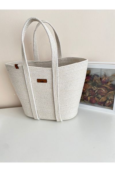 MS Glassware Wicker Hane Series Jute Beach Bag, Arm and Hand Castle