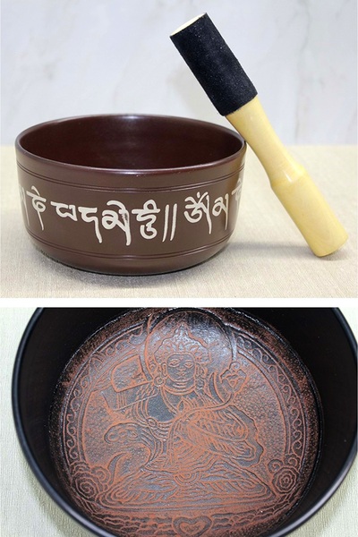 ehobim Tibet İşlemeli Tibet Kase Meditasyon Çanı Tokmaklı 15CM