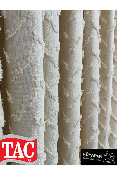 Taç Face Cave Cream Color Brooch, 1St Quality Curtain