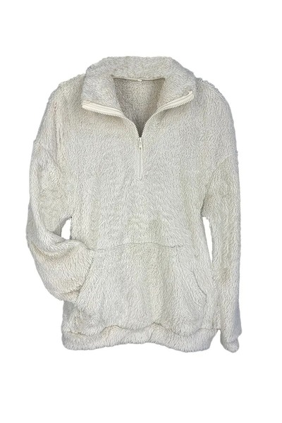 Wish BF Бяло унисекс палто с мек кант и мека подплата