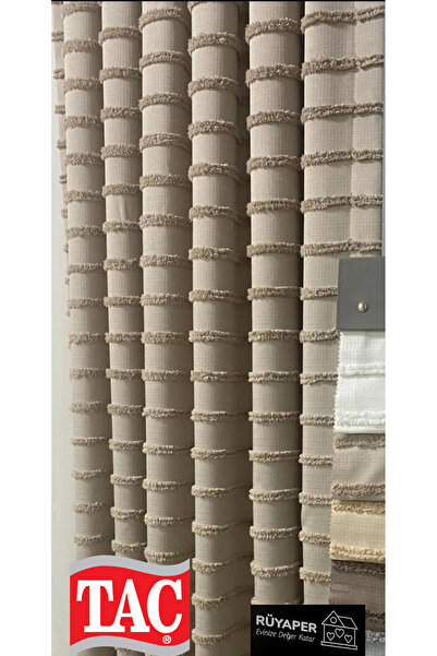 Taç Dream Cappuccino Color Tasseled Background Curtain Linen Single Wing 1St Quality Brochol Gift