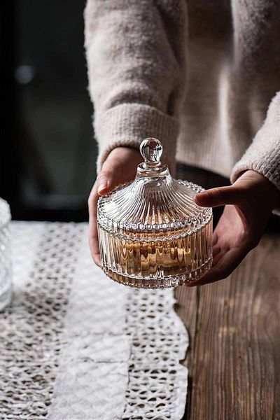 Depa Striped Glass Sugar Bowl