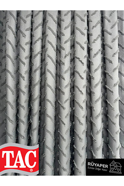 Taç Γκρι Χρώμα Σταυρός Φούντες Κουρτίνα Λινό Μονό Φτερό Brochol Δώρο