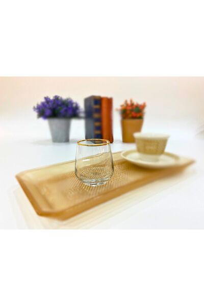 Ornamenti Altın Kahve Yanı Su Bardağı 6'lı 95 ml Çeyizlik Hediyelik Sunumluk ...