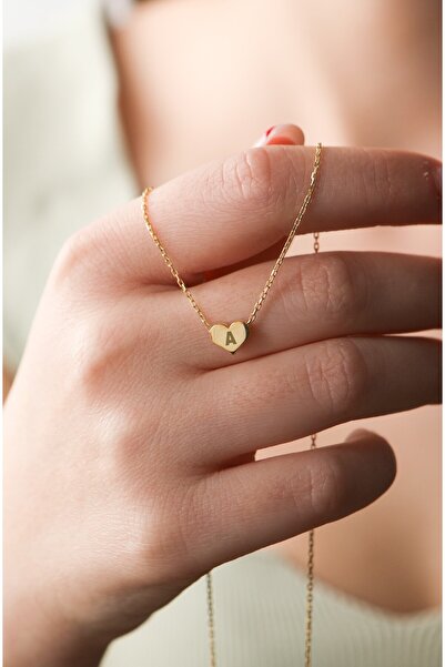 LİNOVE JEWELLERY A Harf Gümüş Kolye 925 Ayar Gümüş Üzeri 14k Altın Kaplama Ha...