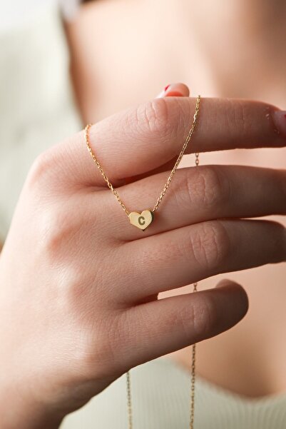 LİNOVE JEWELLERY C Harf Gümüş Kolye 925 Ayar Gümüş Üzeri 14k Altın Kaplama Ha...