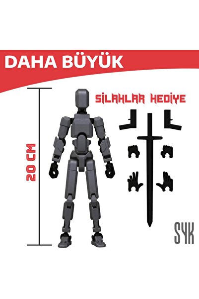 SYK Design (BÜYÜK) Robot 20 Dummy Koyu Gri Siyah Tüm Eklemleri Hareketli Aksi...