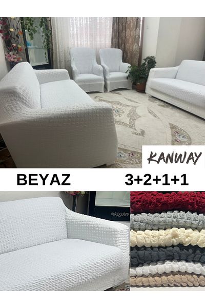 kanway 3+2+1+1 Bürüm Puppet Seat Cover Set Washable Cover with Flexible Elastic