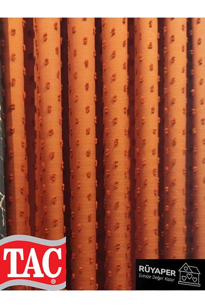 Taç Dreamer Brick Color Tasseled Background Curtain and Single Wing Brochol Gift