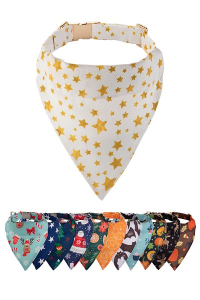 Elvellon Airtag Compatible Bandana Dog Collar – 3 Sizes, 8 Pattern Options |   Durable and Stylish