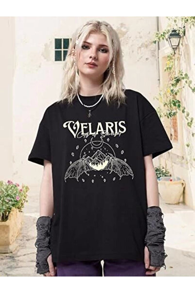 Deridün Yıldız Shoes تي شيرت مطبوع برقبة دائرية - أسود