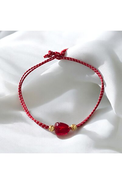 Sibelya Aksesuar CAM MURANO NAR TANESİ BİLEKLİK(MARTENİÇKA İP İLE)